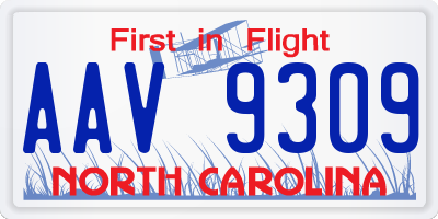 NC license plate AAV9309