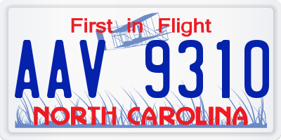 NC license plate AAV9310