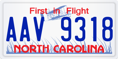 NC license plate AAV9318
