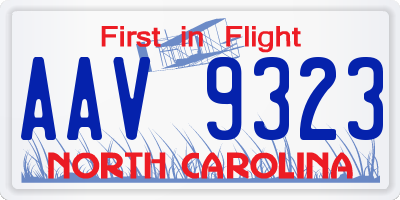 NC license plate AAV9323