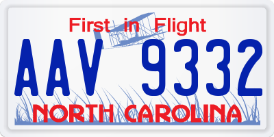 NC license plate AAV9332