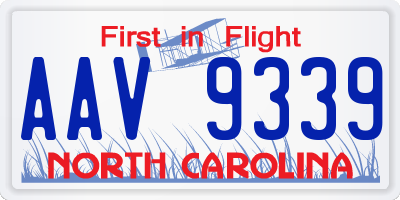 NC license plate AAV9339