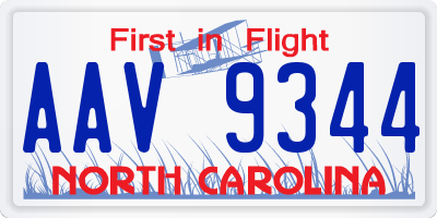 NC license plate AAV9344