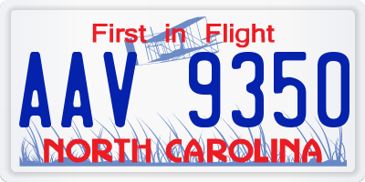 NC license plate AAV9350