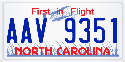 NC license plate AAV9351
