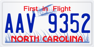 NC license plate AAV9352