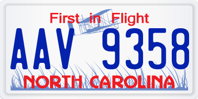 NC license plate AAV9358