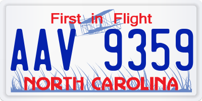 NC license plate AAV9359