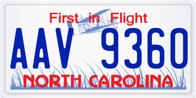 NC license plate AAV9360