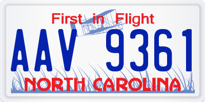 NC license plate AAV9361