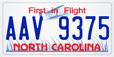 NC license plate AAV9375