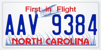 NC license plate AAV9384