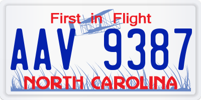 NC license plate AAV9387