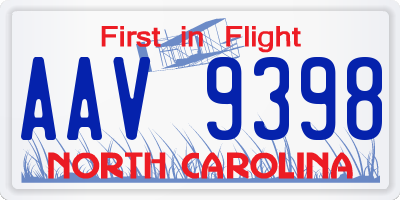 NC license plate AAV9398