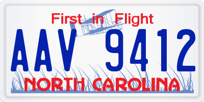 NC license plate AAV9412