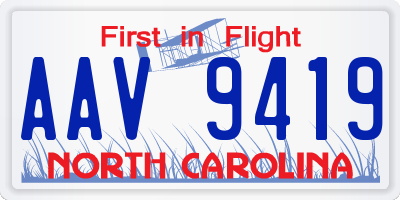 NC license plate AAV9419