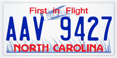 NC license plate AAV9427