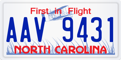 NC license plate AAV9431