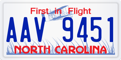 NC license plate AAV9451