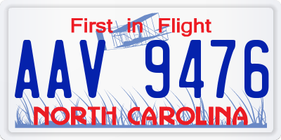 NC license plate AAV9476