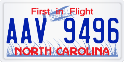 NC license plate AAV9496