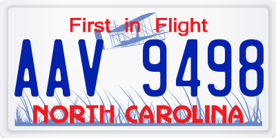 NC license plate AAV9498