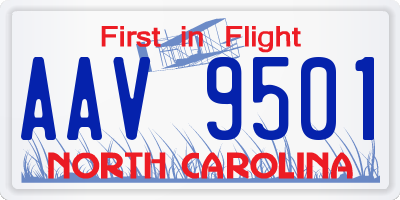 NC license plate AAV9501