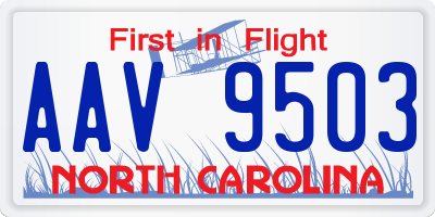 NC license plate AAV9503