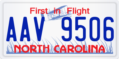 NC license plate AAV9506