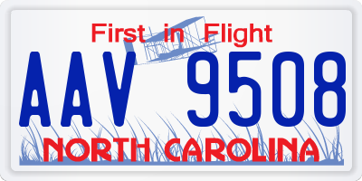 NC license plate AAV9508