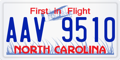 NC license plate AAV9510