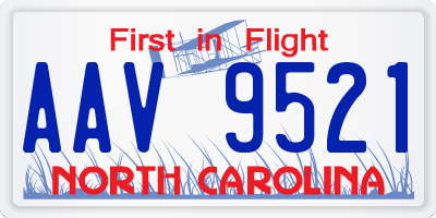 NC license plate AAV9521