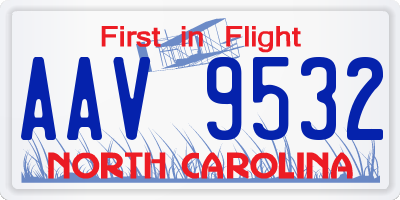 NC license plate AAV9532