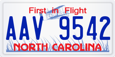 NC license plate AAV9542