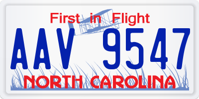 NC license plate AAV9547