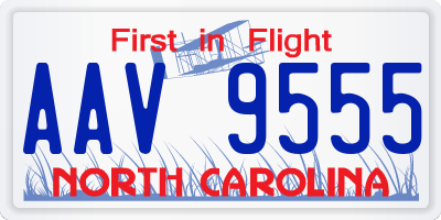 NC license plate AAV9555