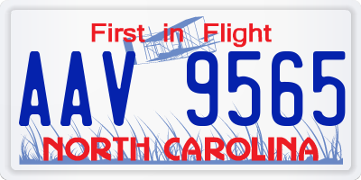 NC license plate AAV9565