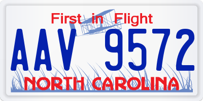 NC license plate AAV9572