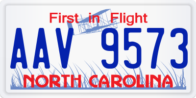 NC license plate AAV9573