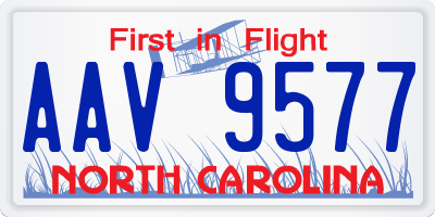 NC license plate AAV9577