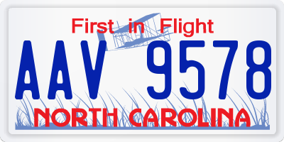 NC license plate AAV9578