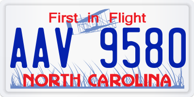 NC license plate AAV9580