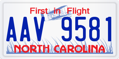 NC license plate AAV9581