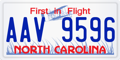 NC license plate AAV9596