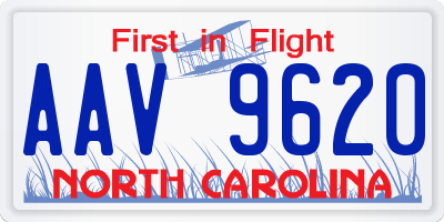 NC license plate AAV9620