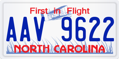 NC license plate AAV9622