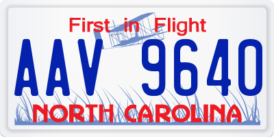 NC license plate AAV9640