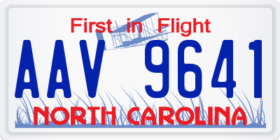 NC license plate AAV9641