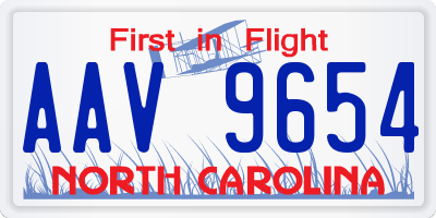 NC license plate AAV9654