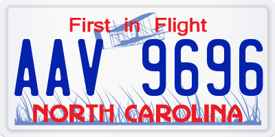 NC license plate AAV9696